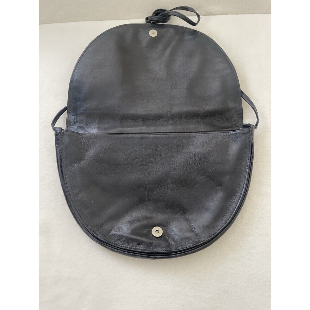 Vintage Robinson’s‎ Crescent Crossbody Genuine Leather Black Purse Made In Italy - Picture 10 of 16